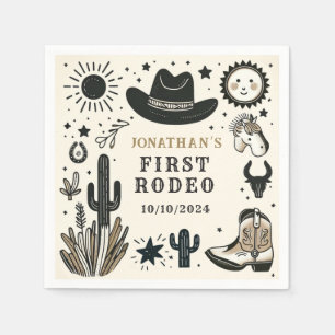 Cowboy Wild Western First Rodeo First Birthday 1st Napkin