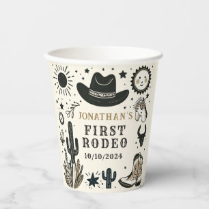 Cowboy Wild Western First Rodeo First Birthday 1st Paper Cups