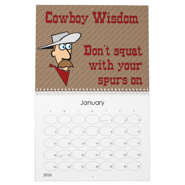 Cowboy Wisdom Calendar (Jan 2026)