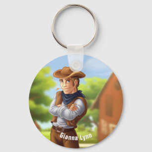 Cowboy with Hat Monogrammed Key Ring