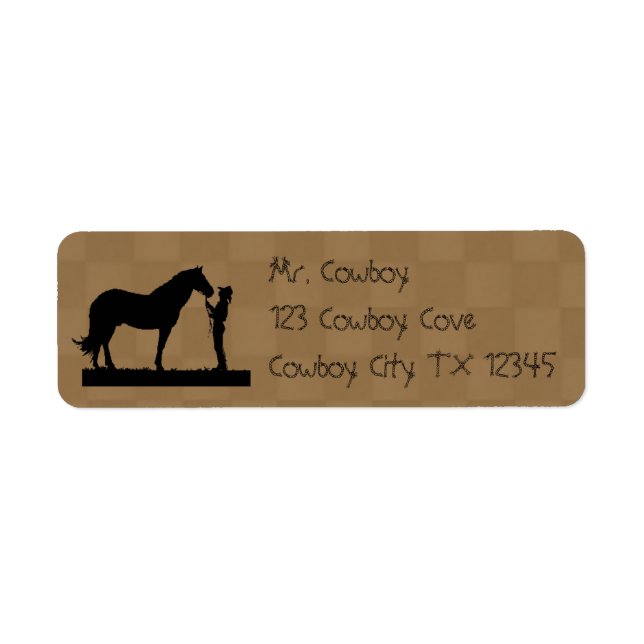 Cowboy with his Horse Return Address Labels (Front)