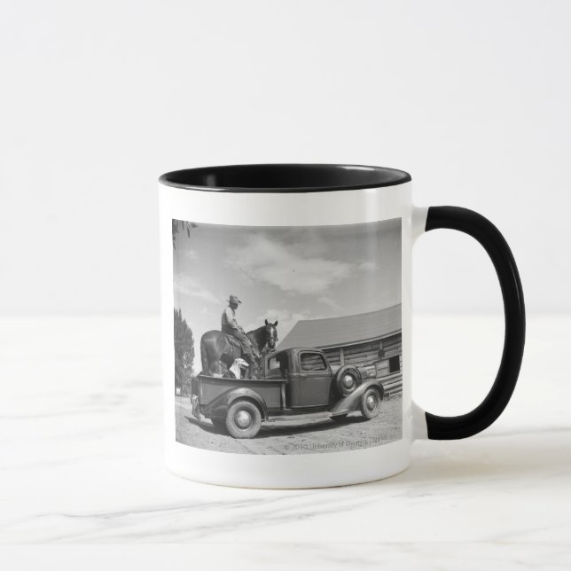 Cowboy with horse in a truck mug (Right)