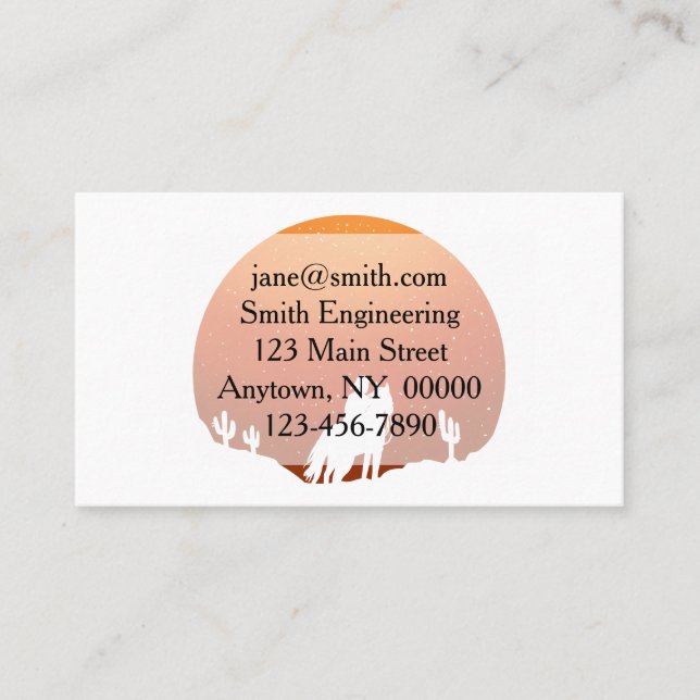 Cowboy with horse Wild West sunset landscape Business Card (Front)