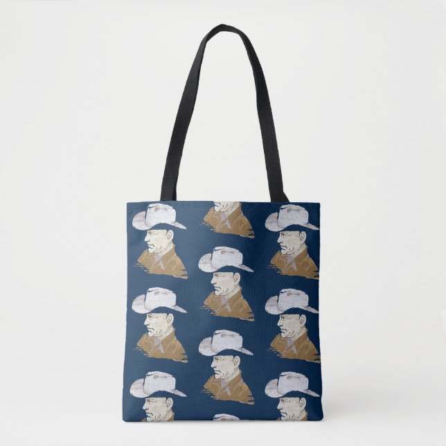 Cowboy with Navy Background Tote Bag (Front)