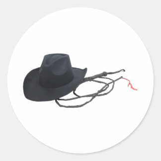 CowboyHatWhip090309 Classic Round Sticker