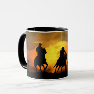 Cowboys and Steers Southwestern Sunset Mug
