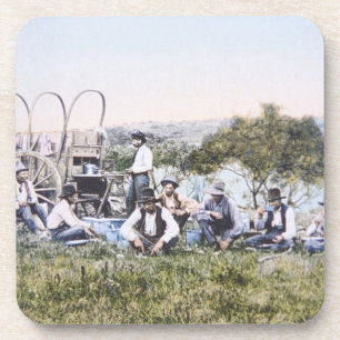 Cowboys at Lunch, 1904 (photo) Coaster