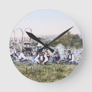 Cowboys at Lunch, 1904 (photo) Round Clock