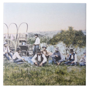 Cowboys at Lunch, 1904 (photo) Tile