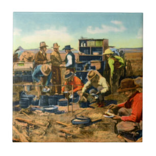 Cowboys at the Chuck Wagon Tile