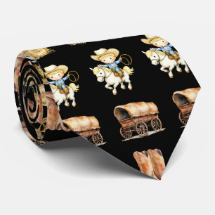 Cowboys Cute Cartoon Neck Tie