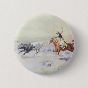 Cowboys from the Bar Triangle by CM Russell 6 Cm Round Badge