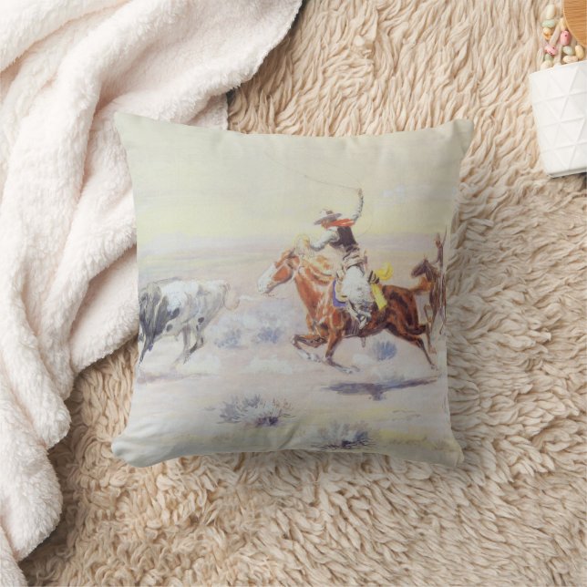 Cowboys from the Bar Triangle by CM Russell Cushion (Blanket)