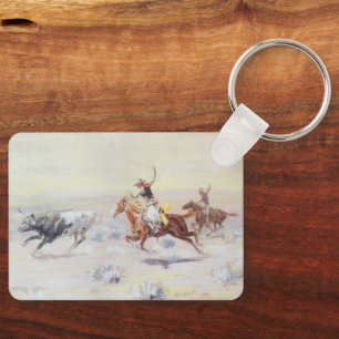 Cowboys from the Bar Triangle by CM Russell Key Ring