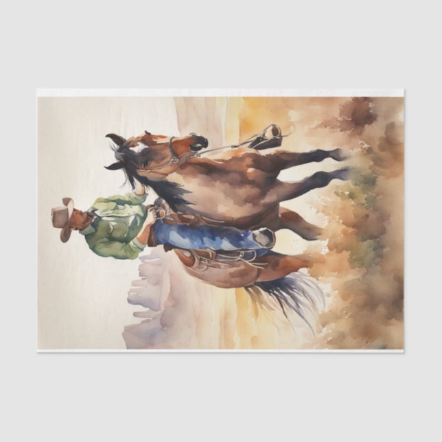  Cowboy's Journey in Watercolor Decoupage Paper (Front)