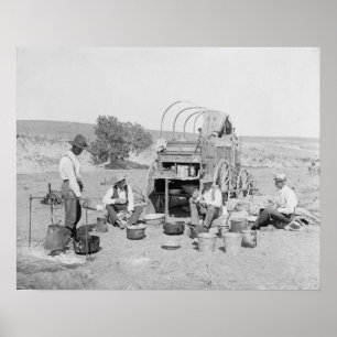 Cowboys Making Camp, 1901. Vintage Photo Poster