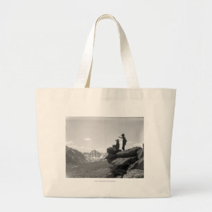 Cowboys on a ridge large tote bag