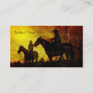 Cowboys on Horses Grunge Business Cards