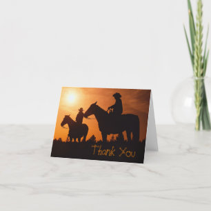cowboys on horses, Thank You Note Card