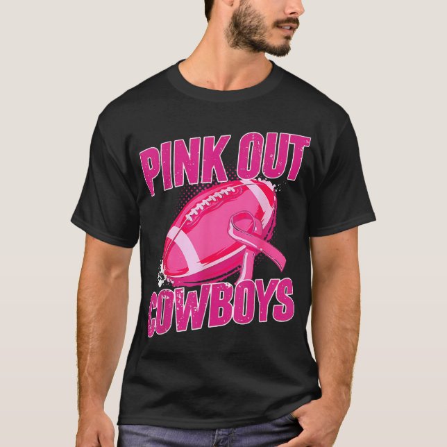 Cowboys Pink Out Football Tackle Breast Cancer  T-Shirt (Front)