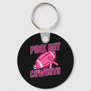 Cowboys Pink Out Footbyll Tackle Breast Cancer Key Ring