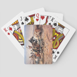 Cowboys roping a steer, 1897 (oil on canvas) playing cards