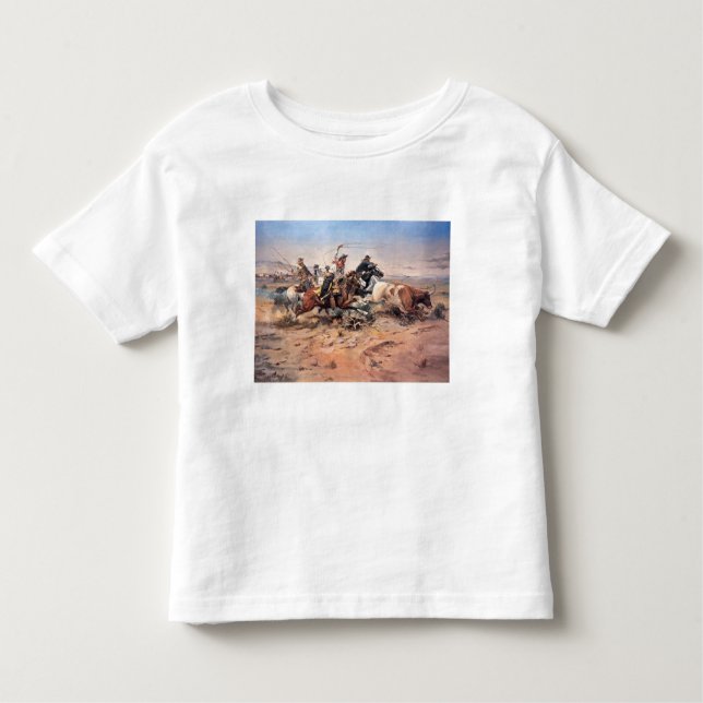 Cowboys roping a steer, 1897 (oil on canvas) toddler T-Shirt (Front)
