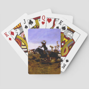 “Cowboys Roping a Steer” by Charles M Russell Playing Cards