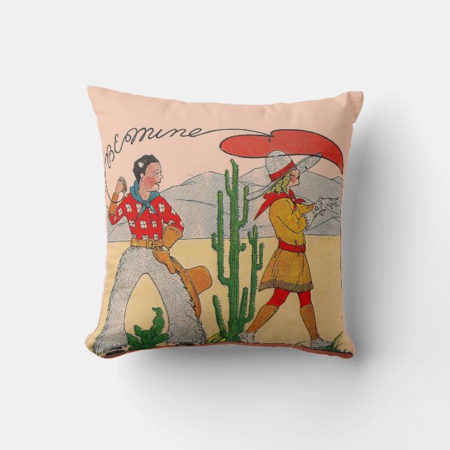 Cowboy's Sweetheart Vintage Pillow (Front)