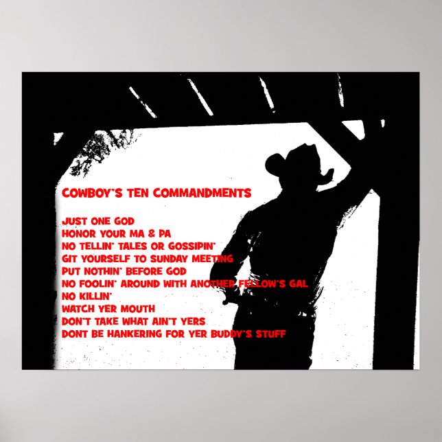 Cowboy's Ten Commandments Poster (Front)