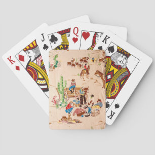 Cowboys Vintage Wallpaper - Wild West Playing Cards