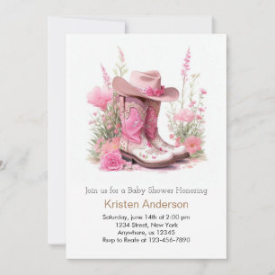 Cowboy's Wild West Adventure Cowgirl Baby Shower Invitation