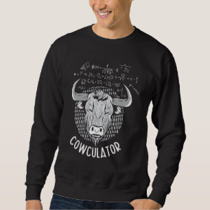 Cowculator Highland Cow Farmer Grass Puppy Math Sweatshirt