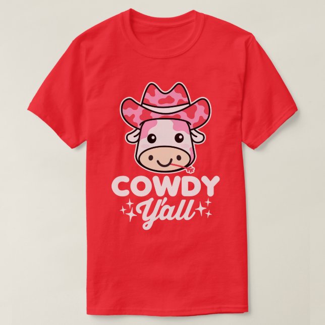 Cowdy  Country Kawaii Cow Pun T-Shirt (Design Front)