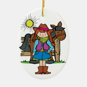 Cowgirl3 Ceramic Tree Decoration