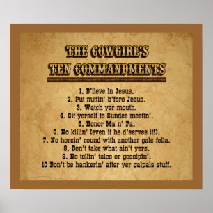 Cowgirl 10 Commandments Poster