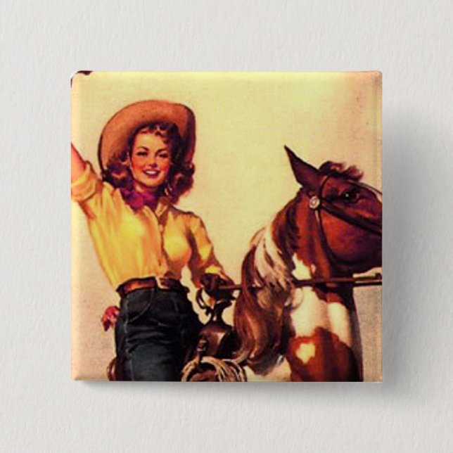 Cowgirl 15 Cm Square Badge (Front)