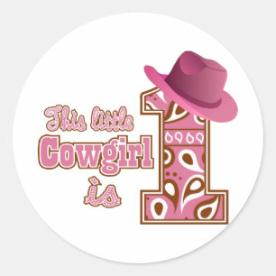 Cowgirl 1st Birthday Classic Round Sticker