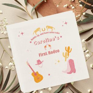 Cowgirl 1st Birthday First Rodeo Napkin