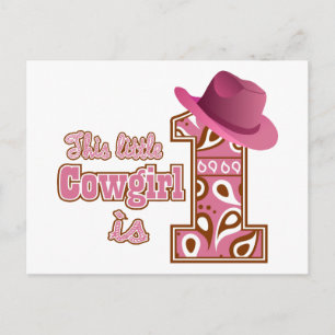 Cowgirl 1st Birthday Postcard