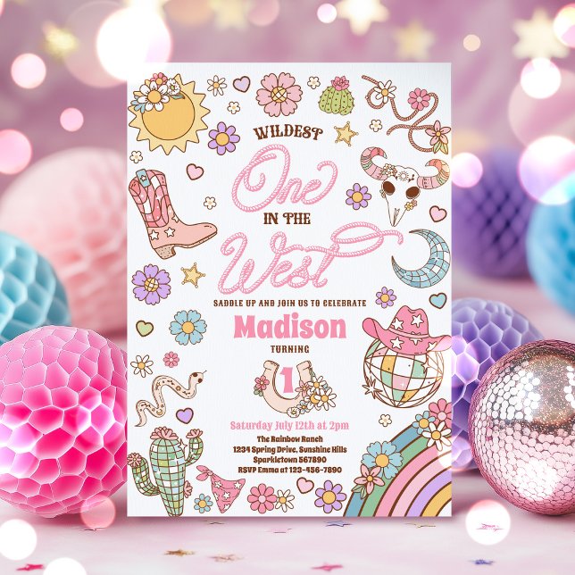 Cowgirl 1st Birthday Wildest One In The West Party Invitation (Creator Uploaded)