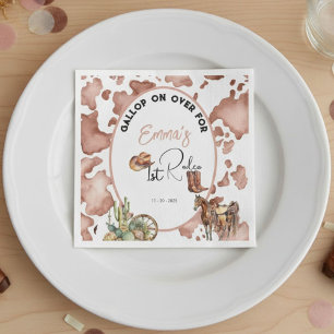 Cowgirl 1st Rodeo Cowprint Birthday Napkin