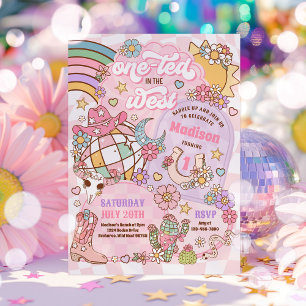 Cowgirl 1st Rodeo One-ted In The West 1st Birthday Invitation