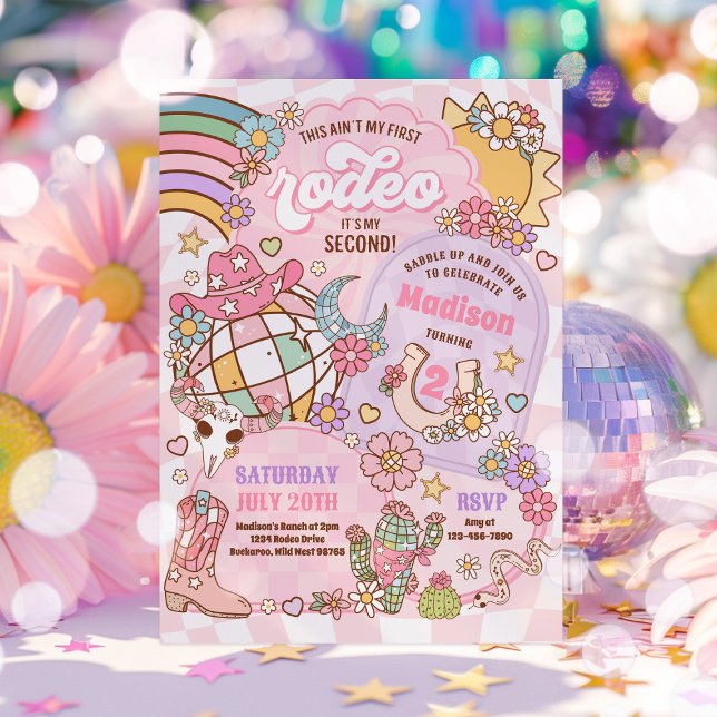 Cowgirl 2nd Birthday This Ain't My First Rodeo Invitation (Creator Uploaded)