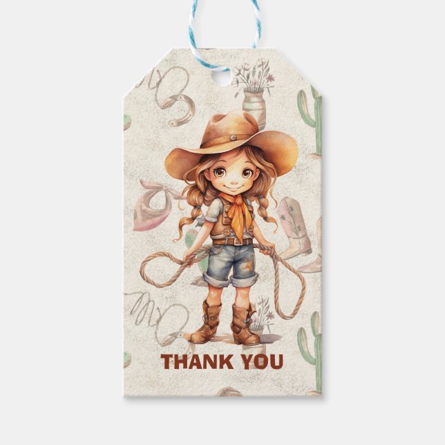 Cowgirl 5th Birthday Bash  Gift Tags (Front)