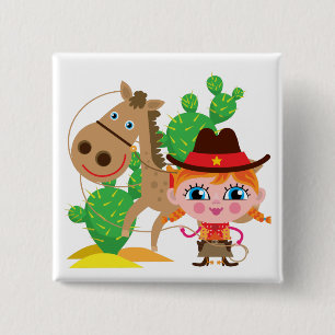 Cowgirl and Horse 15 Cm Square Badge