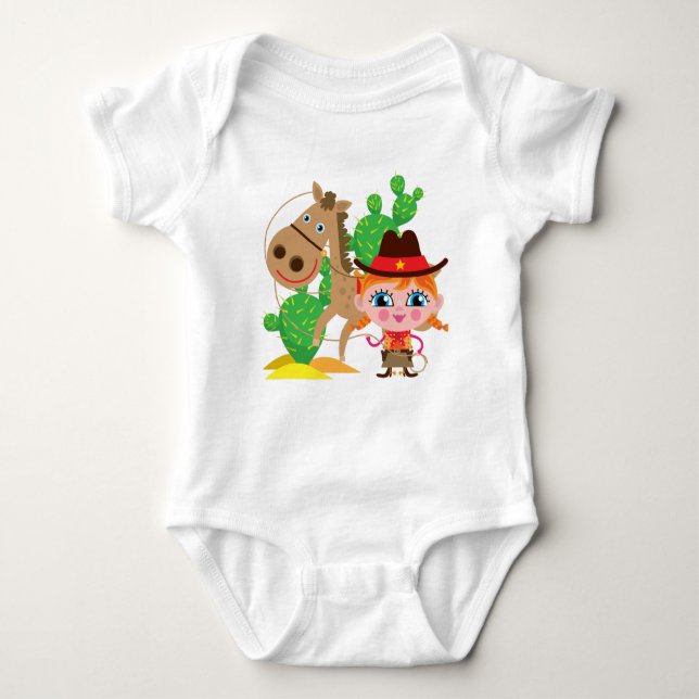 Cowgirl and Horse Baby Bodysuit (Front)