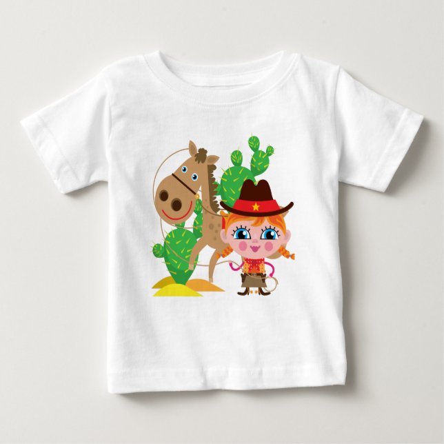 Cowgirl and Horse Baby T-Shirt (Front)