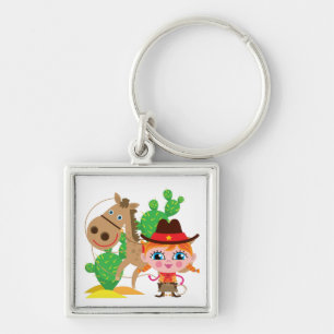 Cowgirl and Horse Key Ring