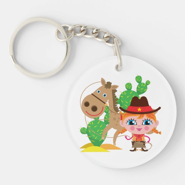 Cowgirl and Horse Key Ring (Front)